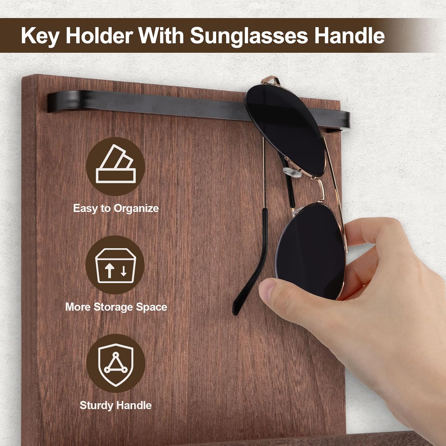 4 Hooks / Key Holder / Brown