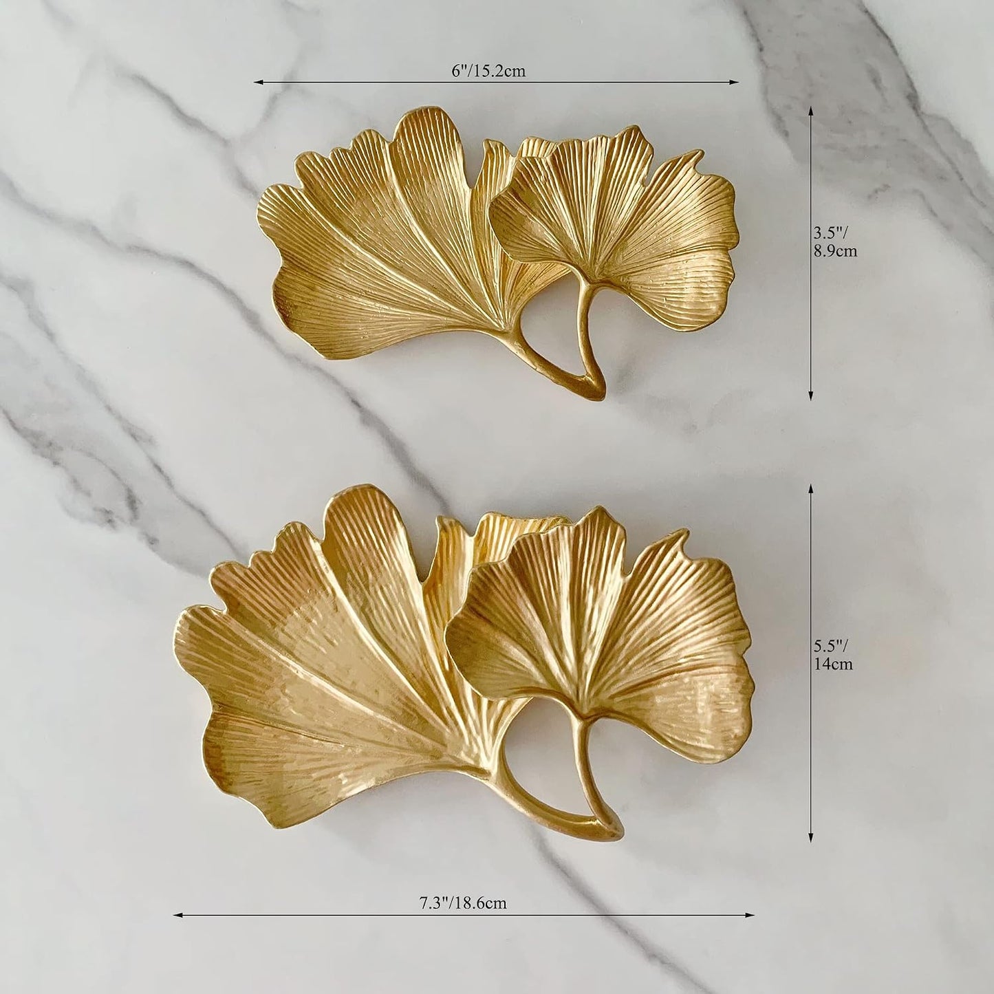 Trinket Dish Vanity Tray for Dresser Christmas / 2-tier Ginkgo -gold
