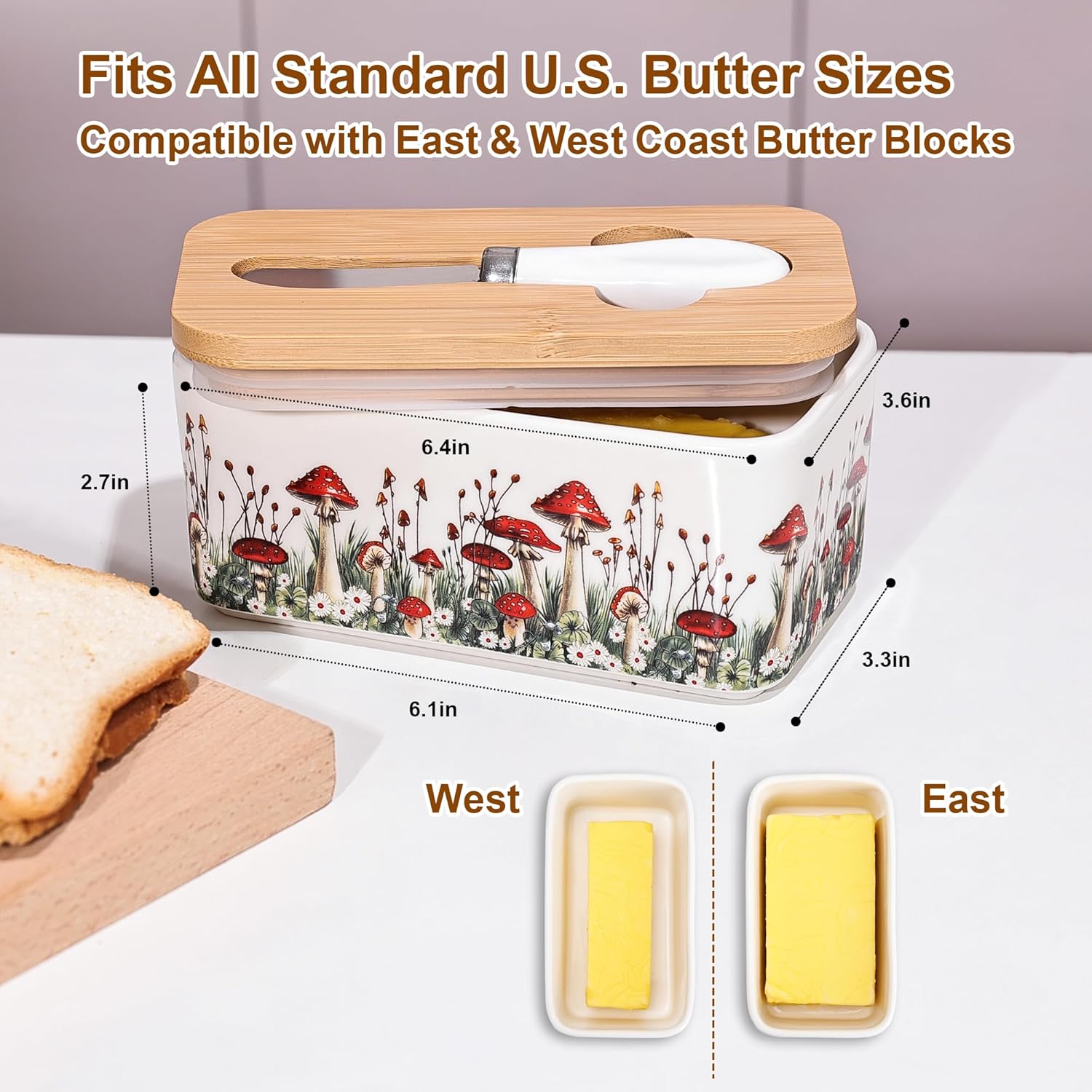 Ceramic Mushroom Butter Dish