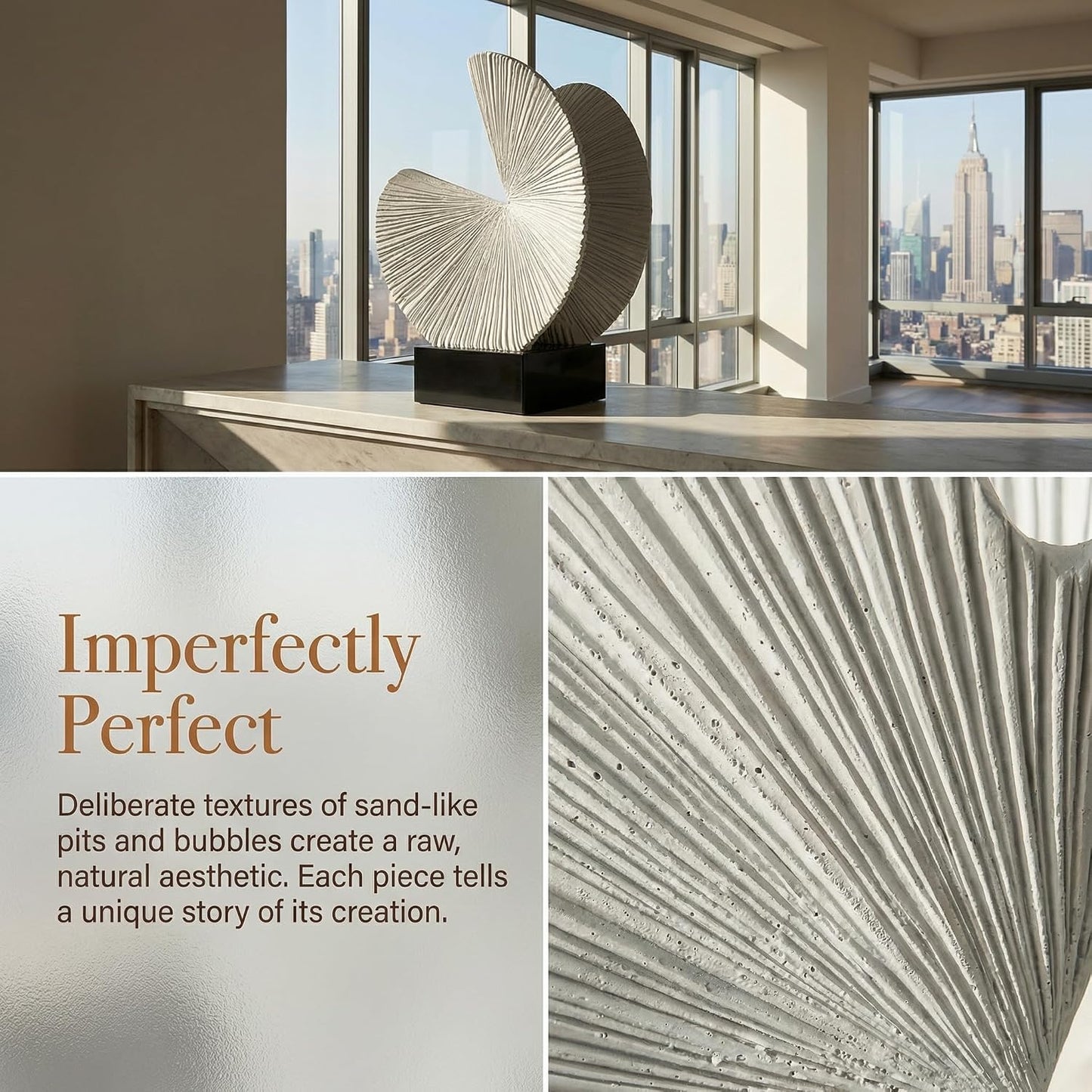 Nature Inspired Decorative Statue / Gray White B