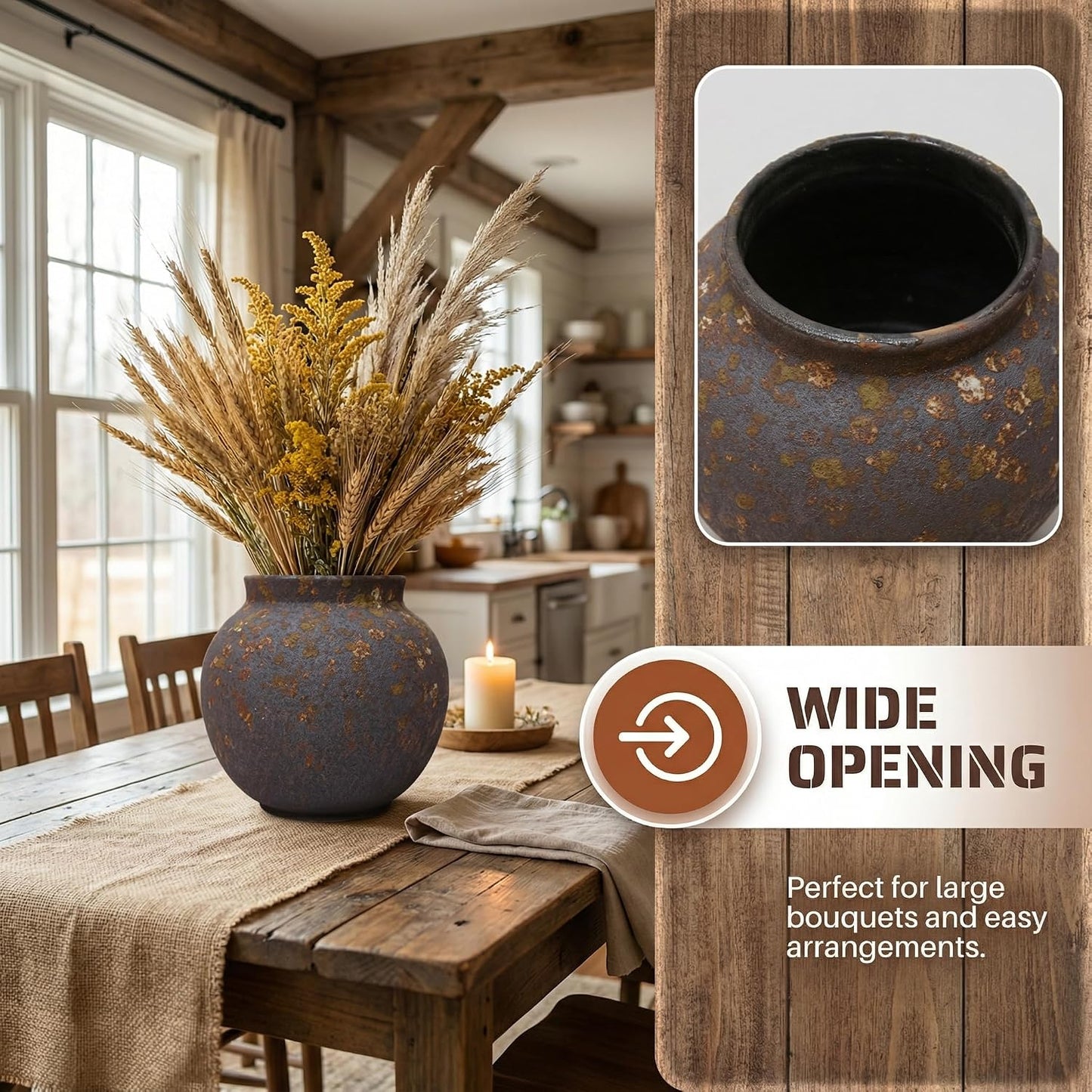 Small Round Ceramic Vase / Brown-1 / 5.8
