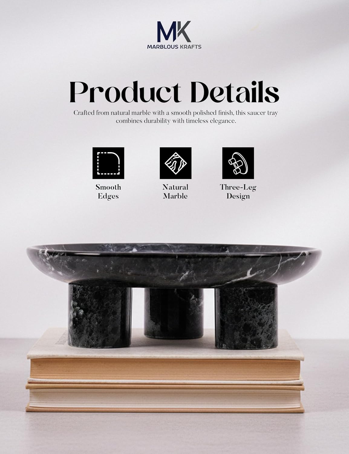 Fruit Bowl Tray / Black Zebra / 8 Inch