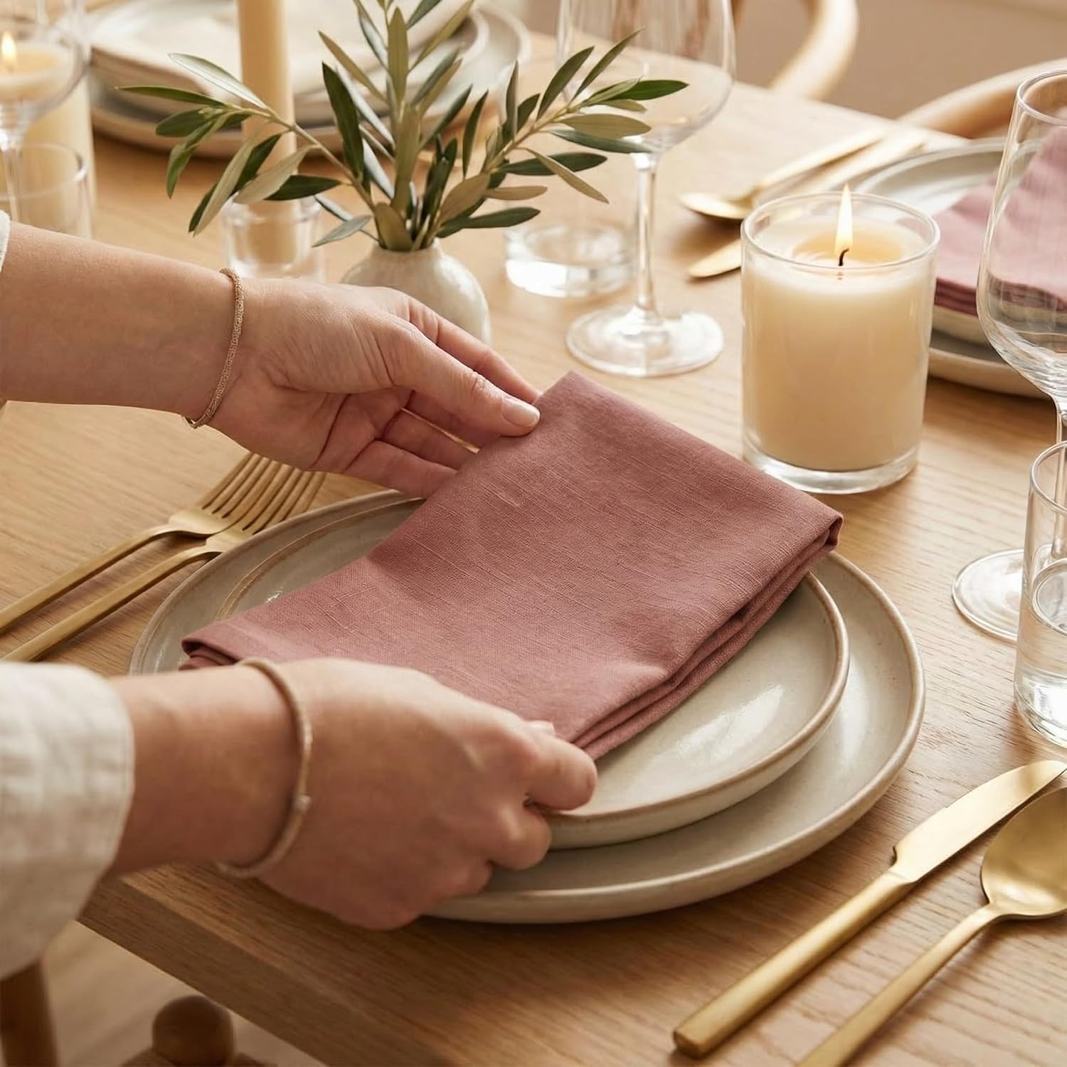 Accent Home 100% Cotton Napkins, Delicate Cloth Napkins for Dinners | 100% Pure Cotton Napkins, Economy Pack, Multi