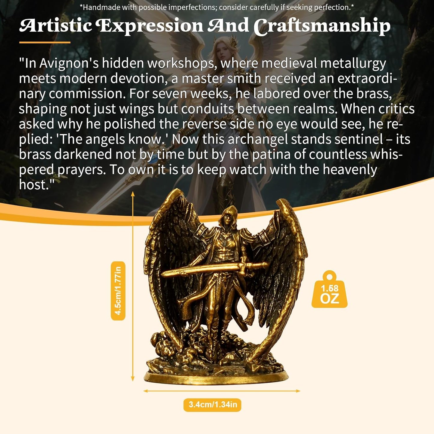 100% Solid Brass Statue / Archangel