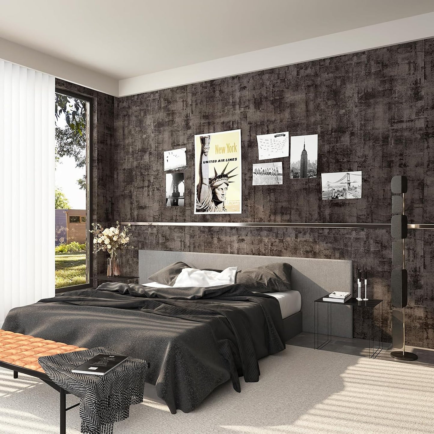 Industrial Style Wallpaper Extra Wide Concrete Wallpaper Grey Black / 31.5 x 157 / Black Grey
