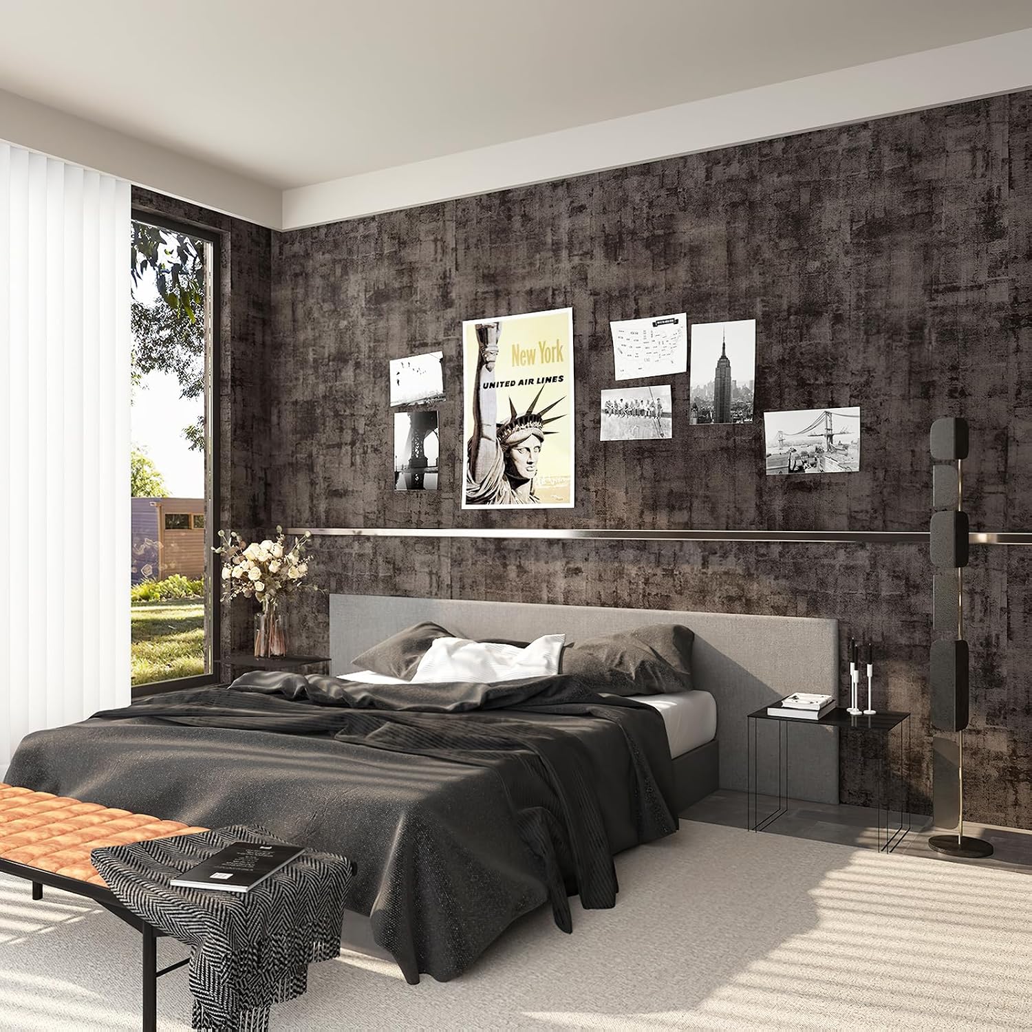 Industrial Style Wallpaper Extra Wide Concrete Wallpaper Grey Black / 31.5 x 157 / Black Grey