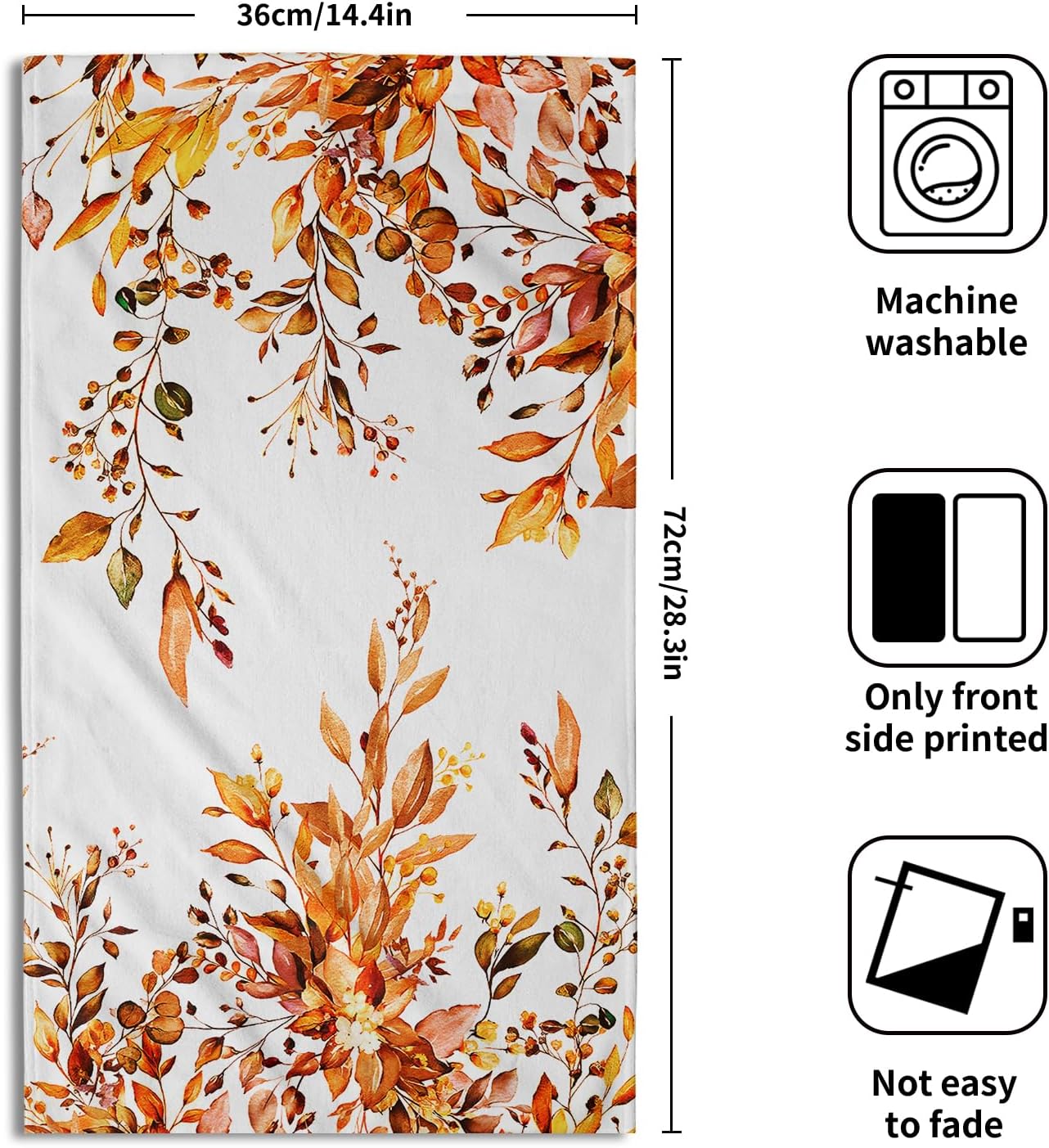 Giwawa Orange Eucalyptus Hand Towels Set of 2 Sage Leaves Soft Absorbent Small Bath Towel Kitchen Dish Guest Towel for