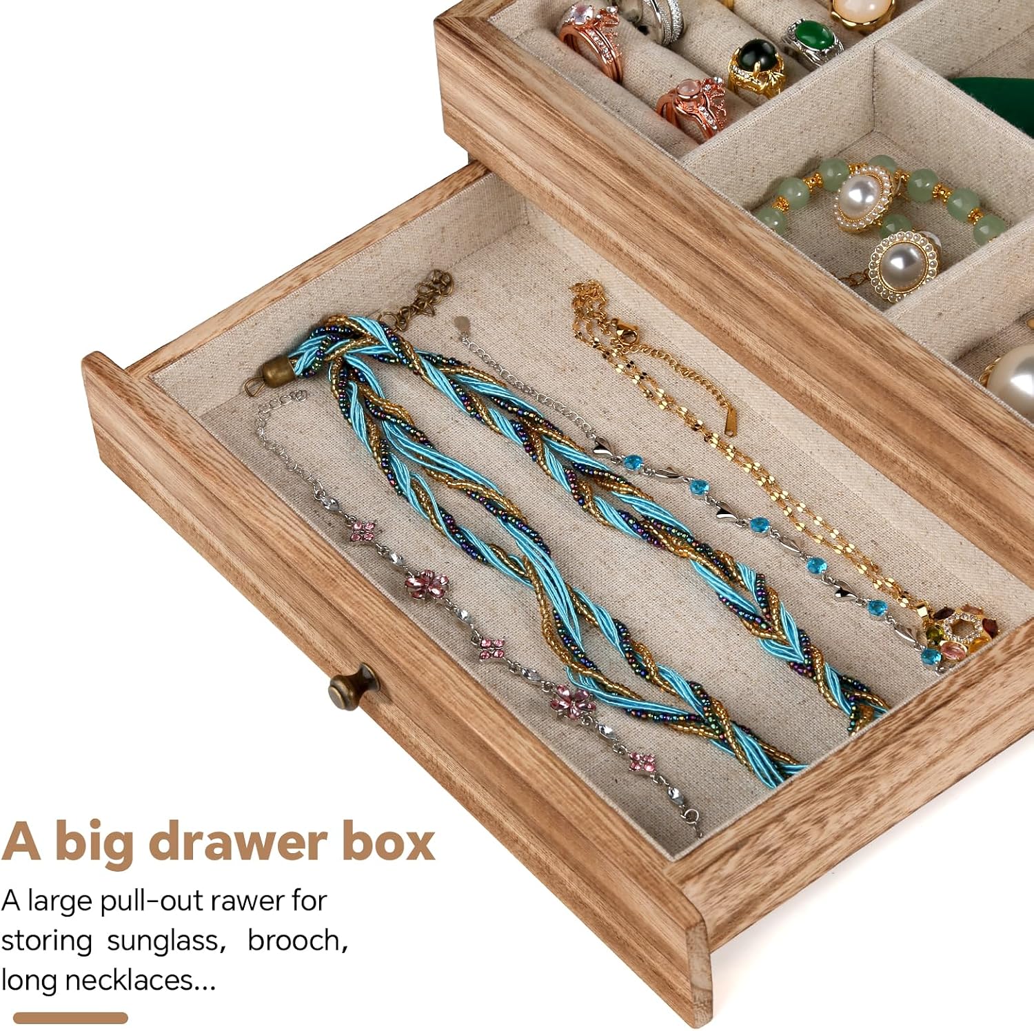 Jewelry Box Organizer for Women / 2 Layer / 2 Layer Carbonized Black