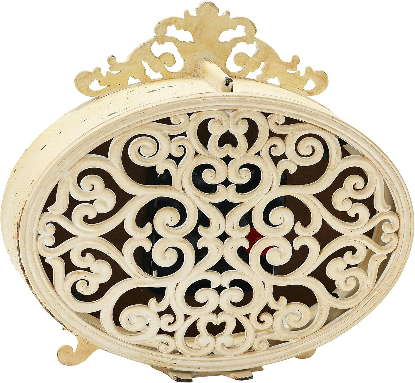 Creative Co-Op Distressed Pewter Mantel Clock, Cream