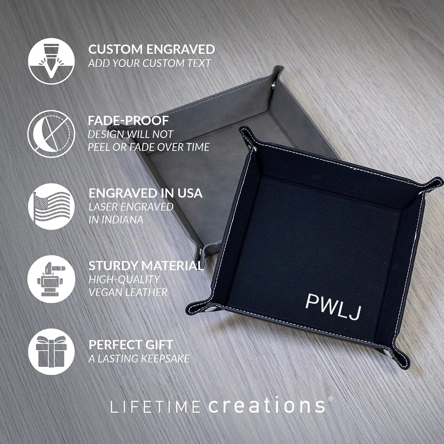 Monogrammed Valet Tray for Men / Brown - Monogrammed