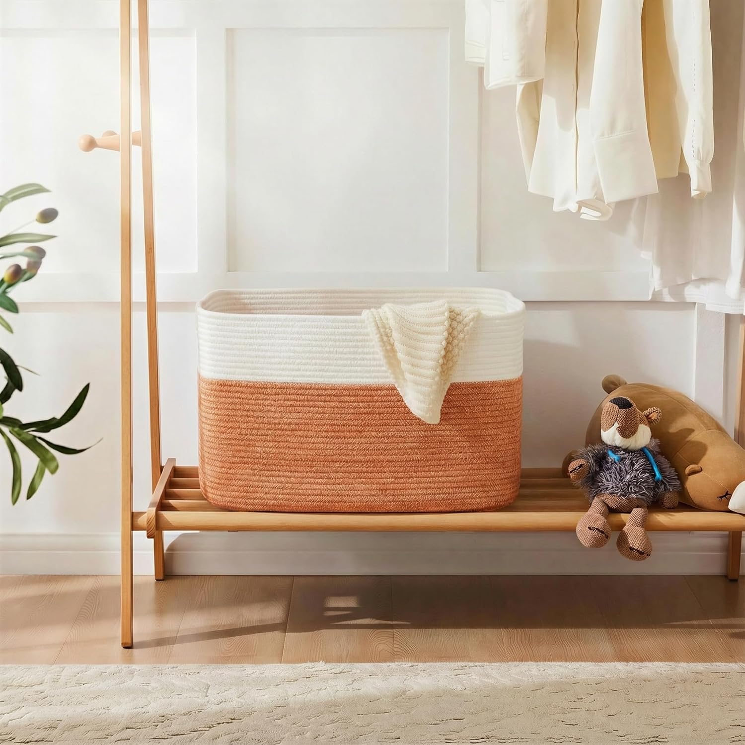 Rectangle Woven Baskets for Storage / Orange / 30L