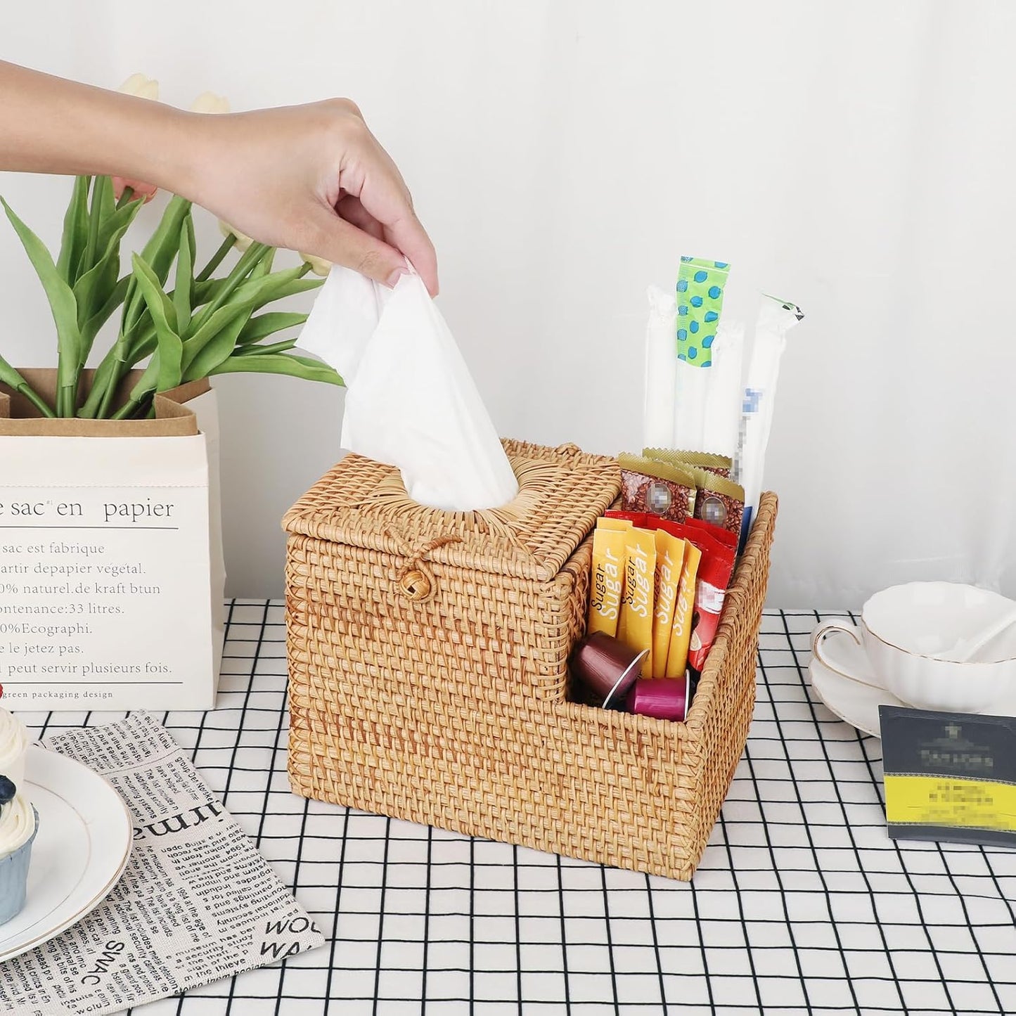 2 Side Organizer / Natural / Rattan
