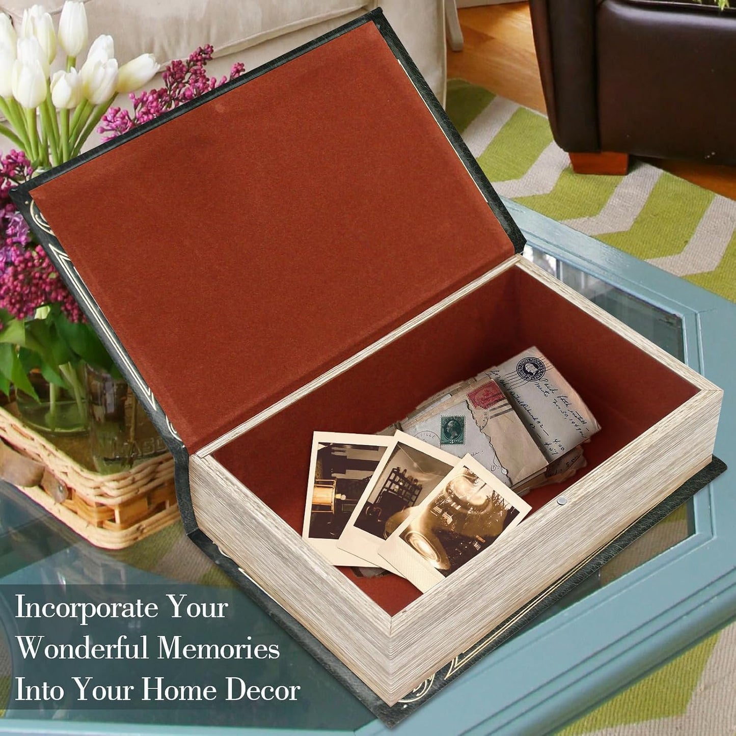 Fake Book Box Decorative Storage Box Faux Wood / Literary Works - Green