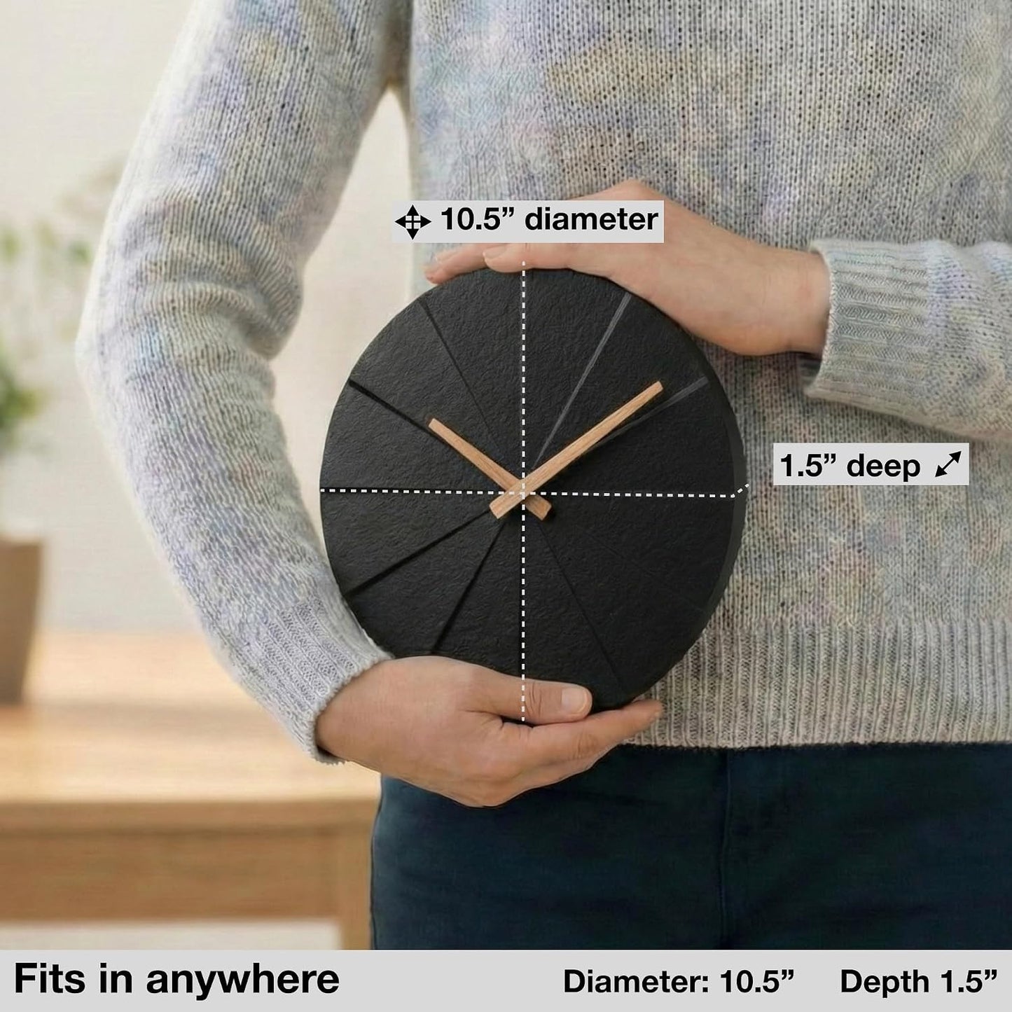 Driini Staircase Modern Wall Clock - Unique Frameless Concrete Design - Contemporary, Minimalist Decor; No Numbers