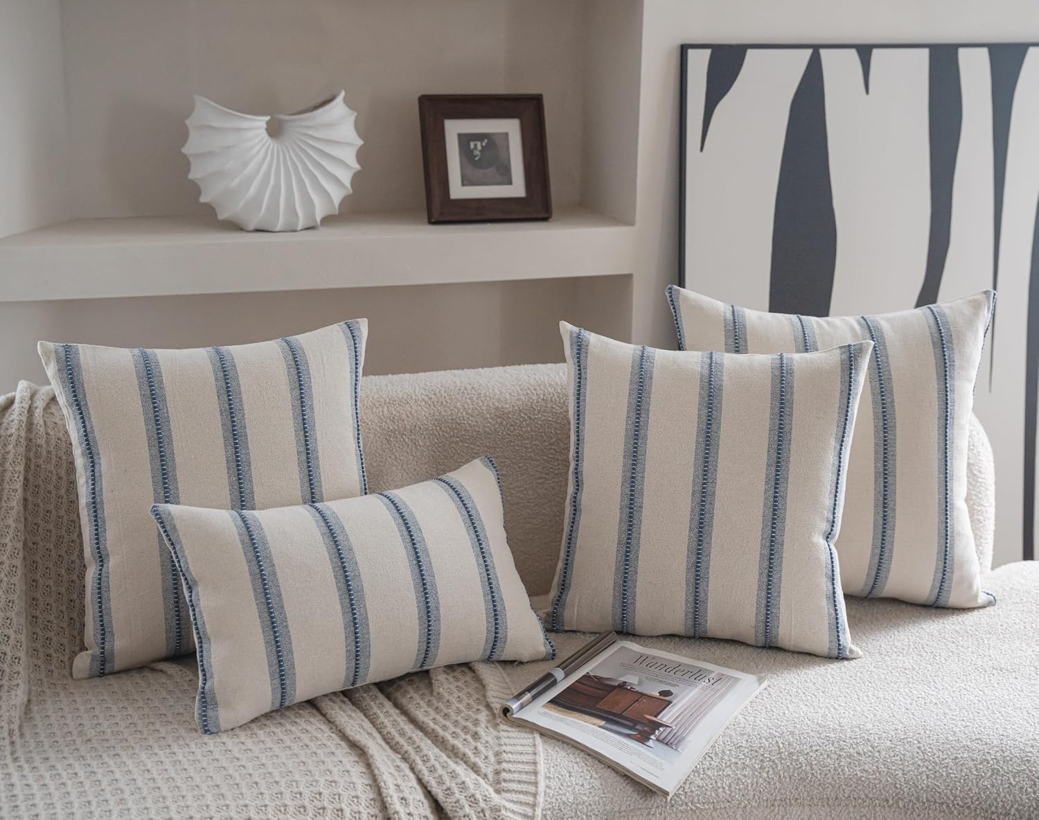 Boho Throw Pillow Covers / Classic Blue / 18 x 18 / Set of 2