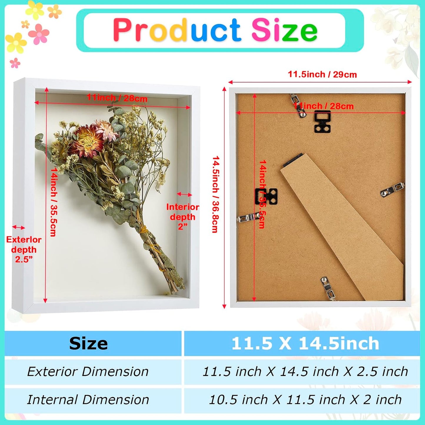 6 Pieces Shadow Box Picture Frame, White, 11 X 14 Inch | Deep Display Case for Graduation Medals Wedding Crafts Pins