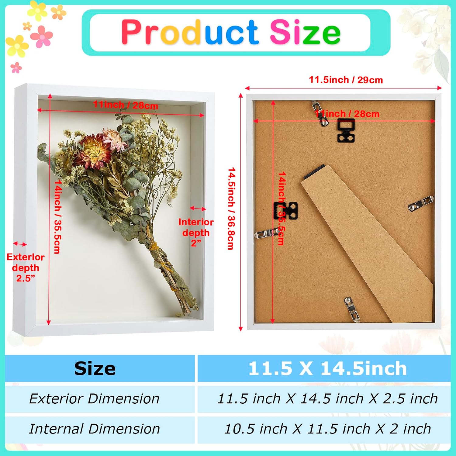 6 Pieces Shadow Box Picture Frame, White, 11 X 14 Inch | Deep Display Case for Graduation Medals Wedding Crafts Pins