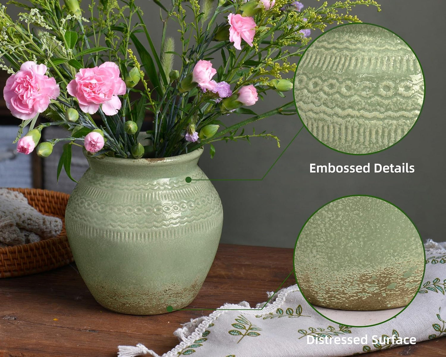 Boho Decorative Vases / Green