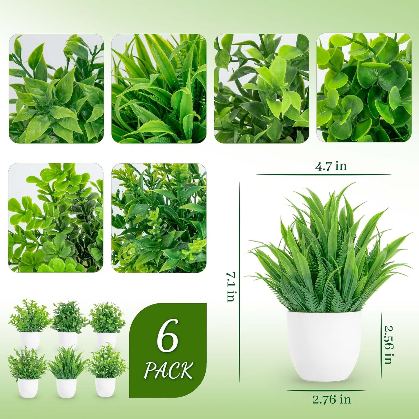 Mini Fake Plants Artificial Eucalyptus Faux Plants / Set of 6