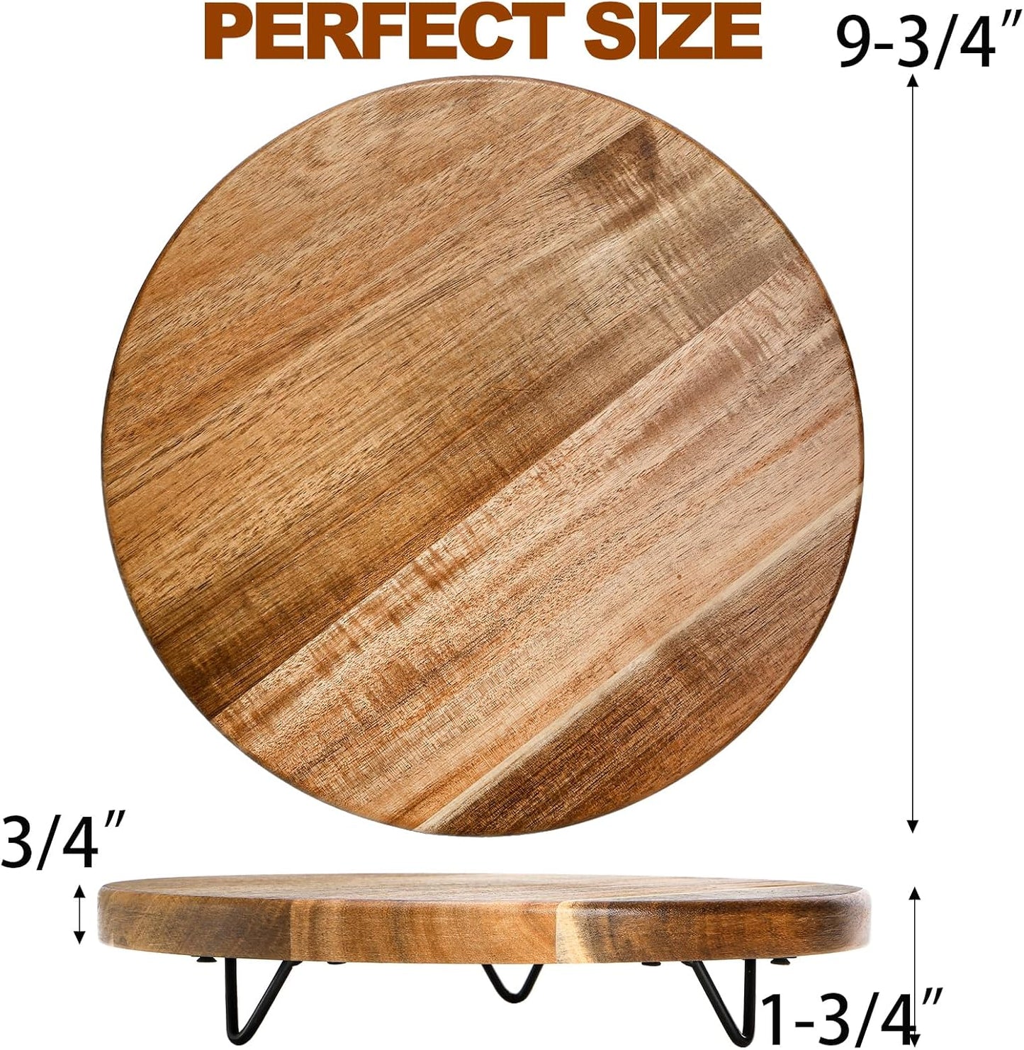 Acacia Wood Pedestal Stand Farmhouse Kitchen Decor Tray Coffee / 10 Inch