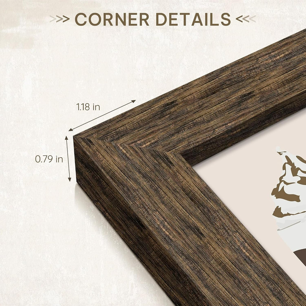 19x27 Rustic Brown Poster Frame, Picture Frame for Wall, 3 Pack | Fits 16x24 Photos With Mat or 19x27 Without Mat