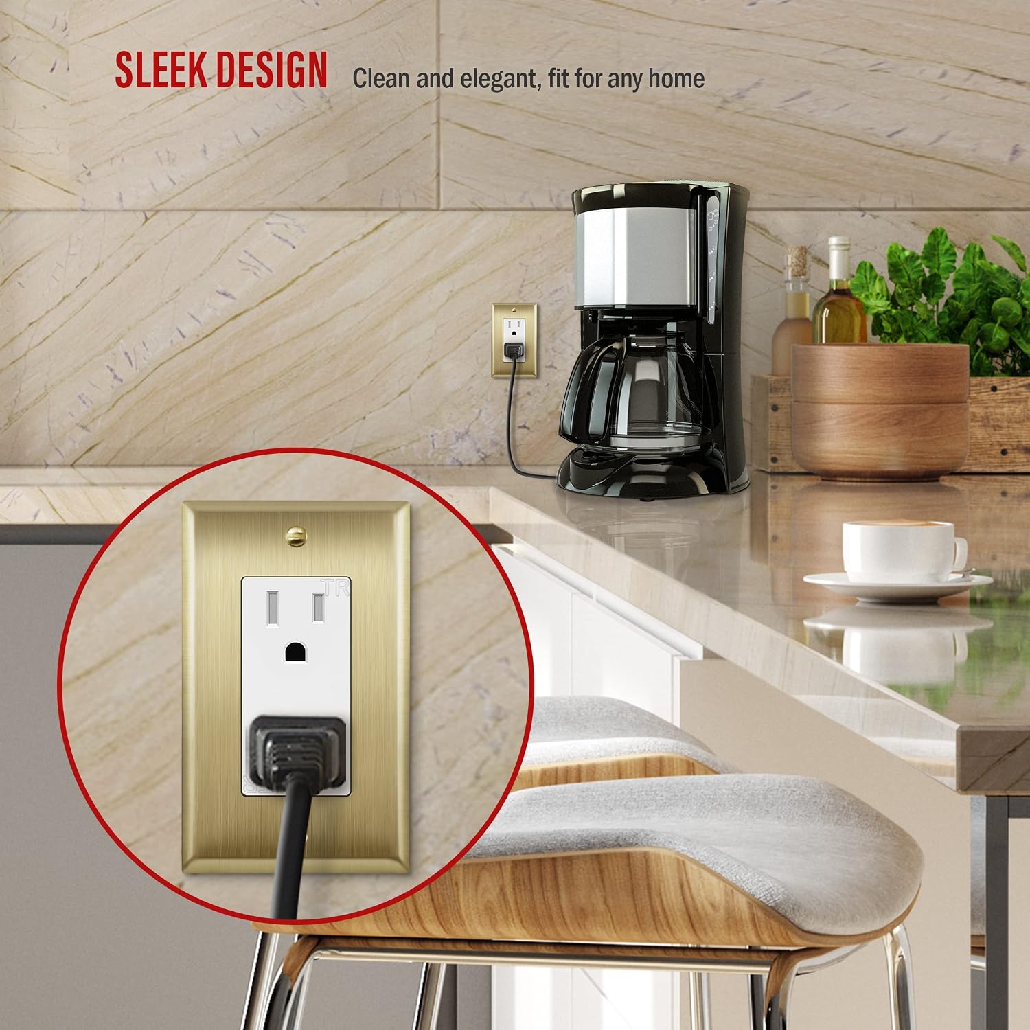 ENERLITES Decorator Switch or Outlet Metal Wall Plate, Stainless Steel 201, Corrosion Resistant, Size 1-Gang 4.50" x