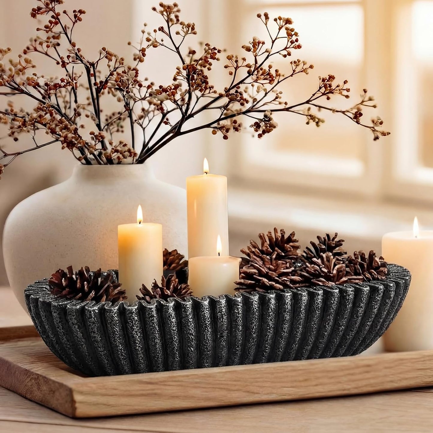 Large Decorative Bowl / Black / Oval