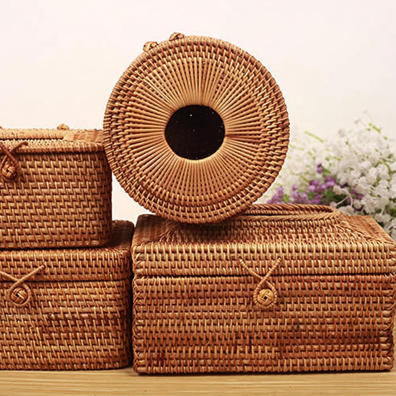 Rattan Tissue Box Cover / Cylinder
