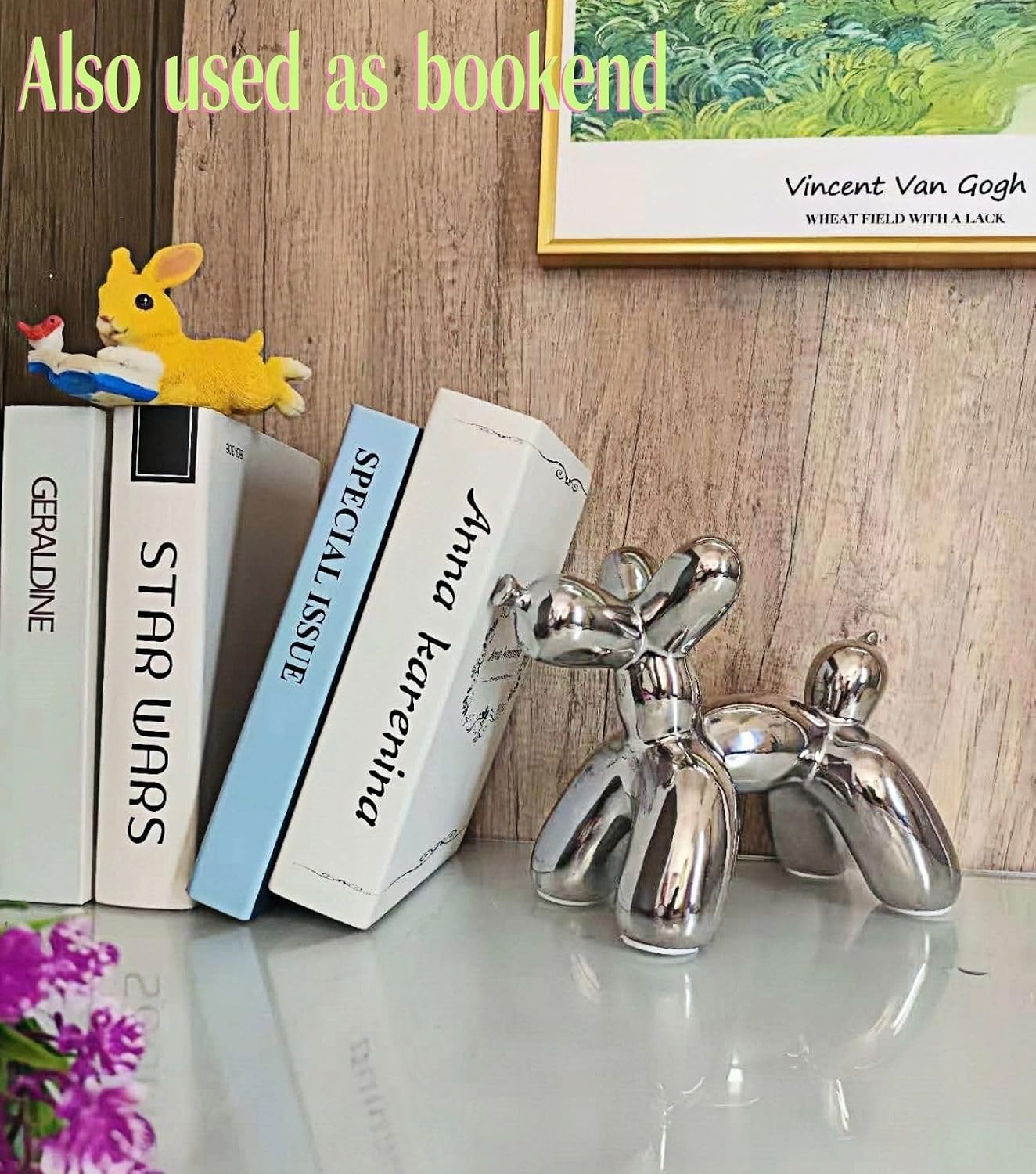 Creative Balloon Dog Wine Bottle Holder Doubles as Standalone Statue Decor / Metallic Chrome Silver