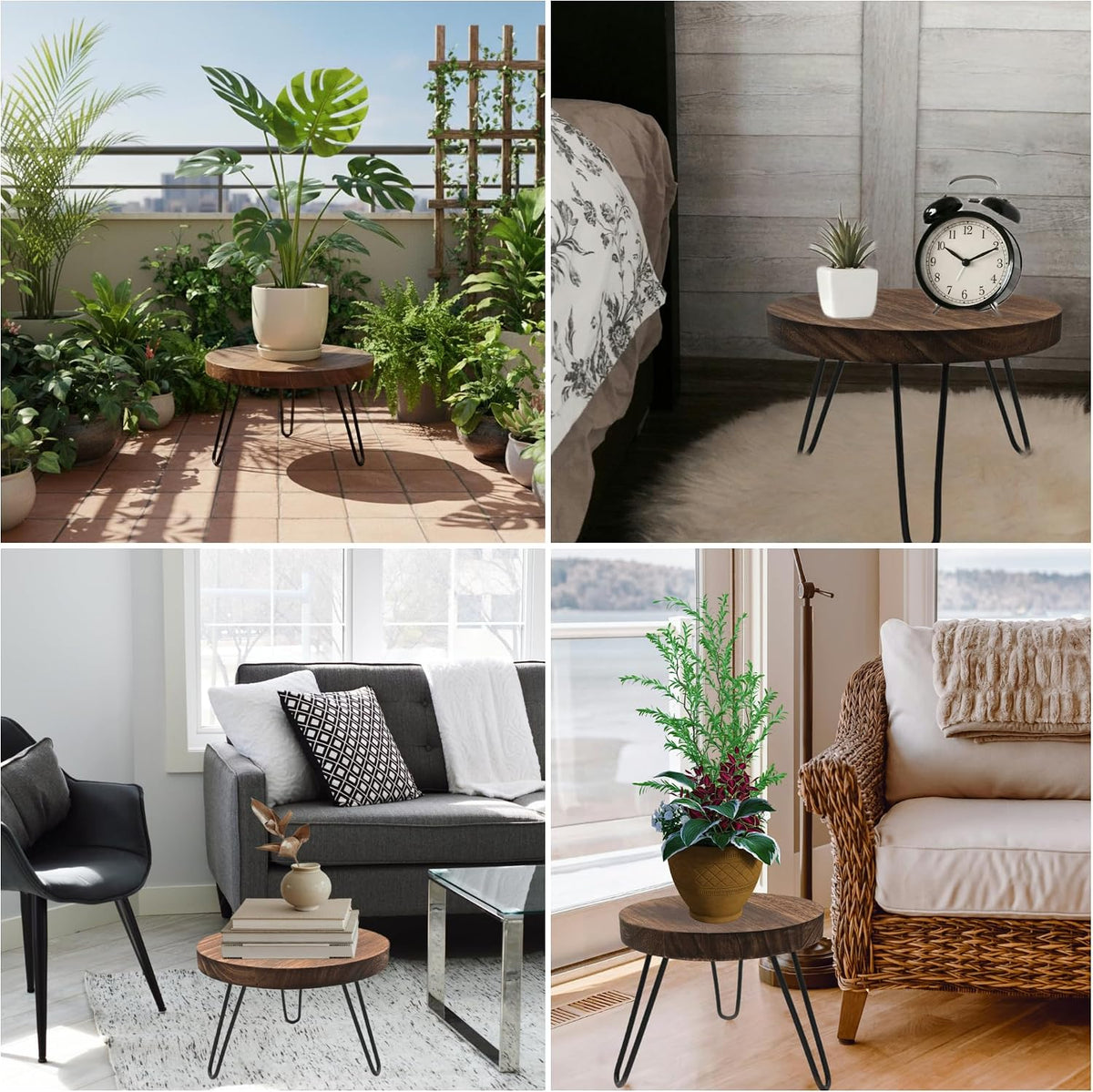 Wood Plant Stand Indoor Outdoor, 12'' Wooden Planter Stands Fit 5-15 in Pot | Plant Stool Flower Pot Stand Gardening