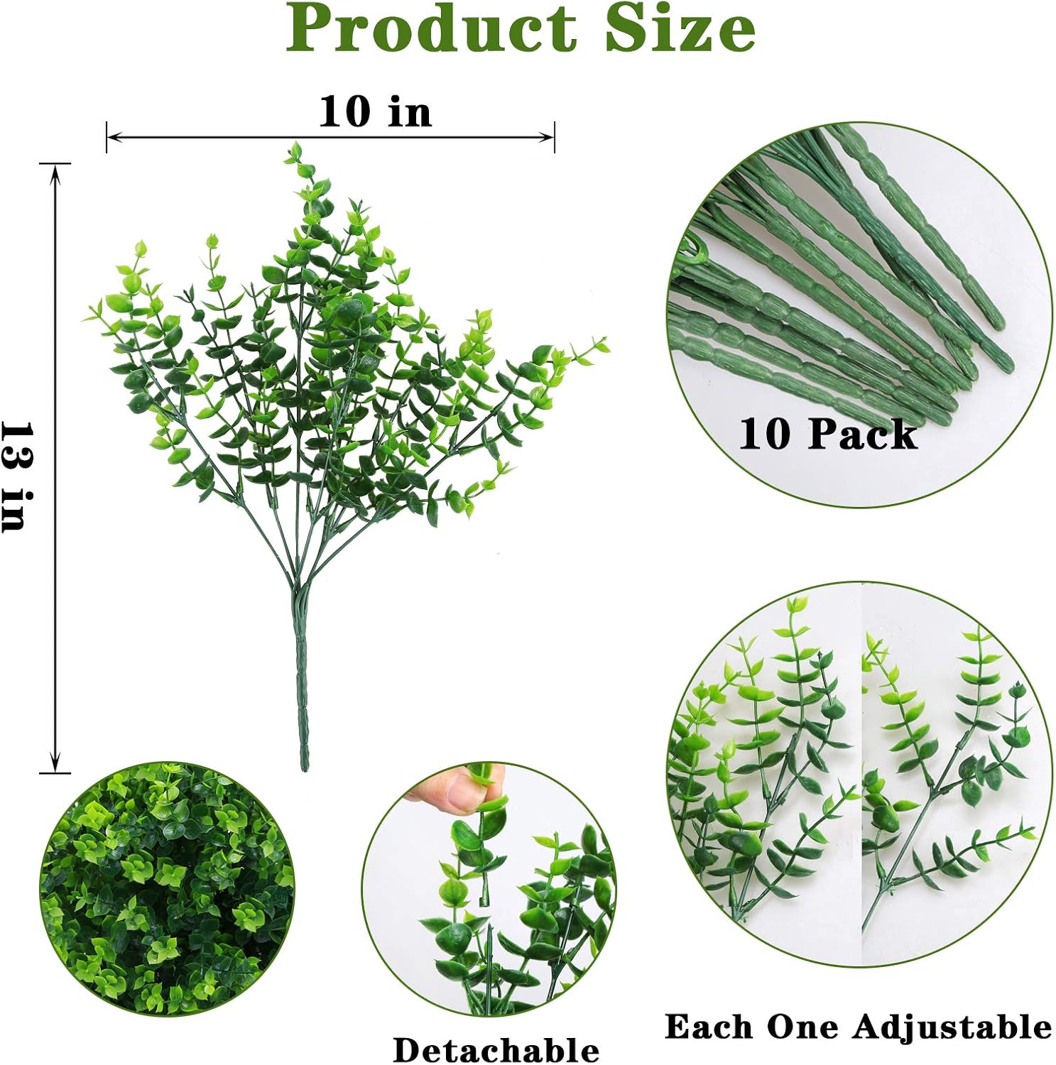 Artificial Boxwood Stems / Boxwood-10 / Set of 10
