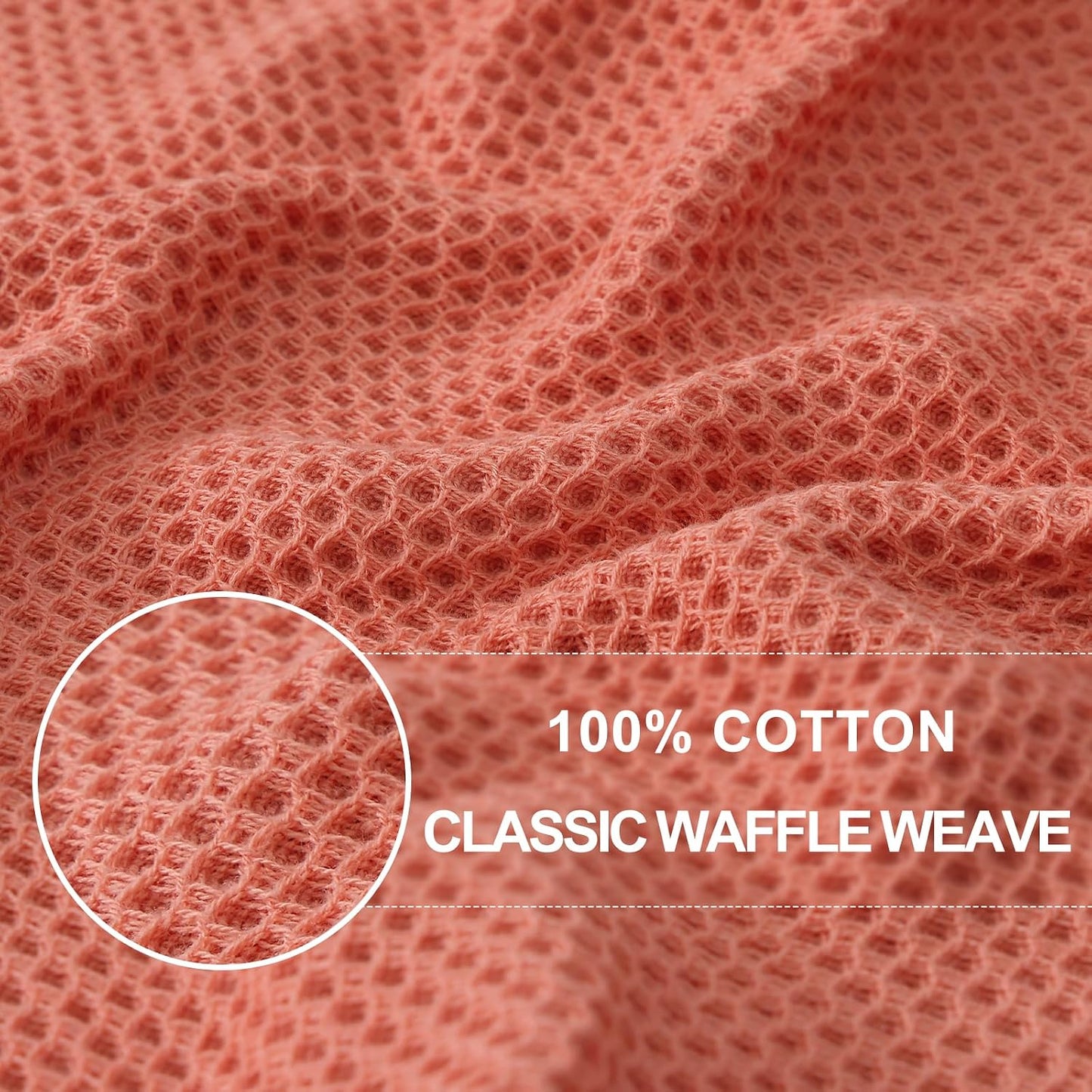 Homaxy 100% Cotton Waffle Weave Kitchen Dish Cloths 8-Pack, Coral | 12 x 12 Inches, Ultra Soft Absorbent Dish Towels