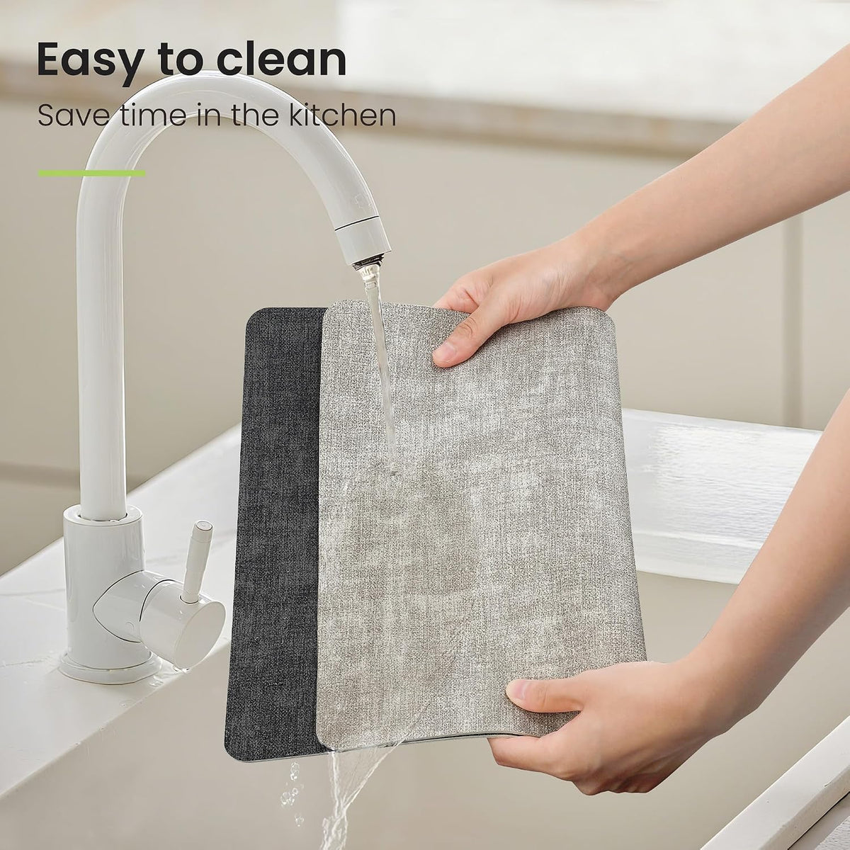 Fyvva Placemats Set of 6 Wipeable Reversible Faux Leather with Coasters | Waterproof, Non-Slip Rectangular Table Mats