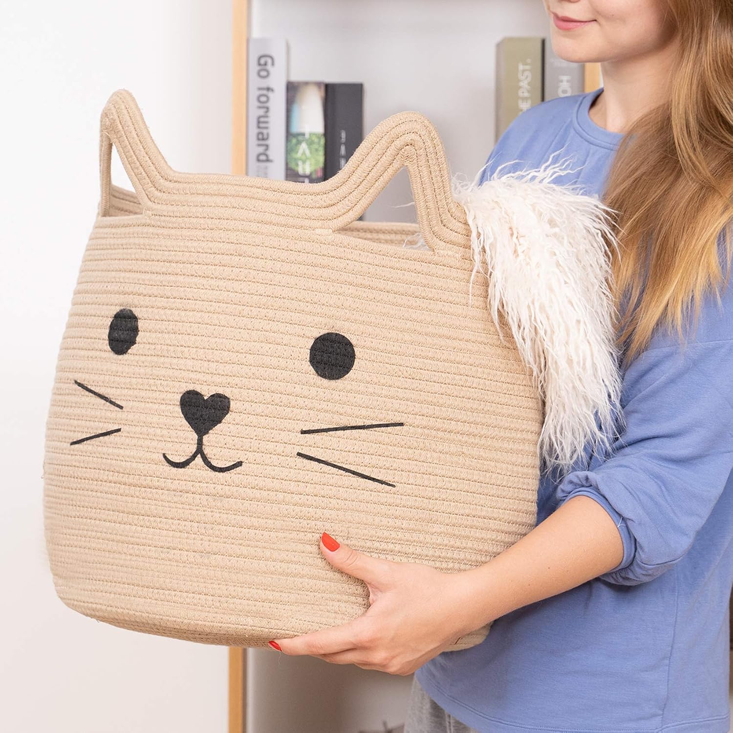 Animal Baskets Large Woven Cotton Rope Storage / Jute / Jute Cat