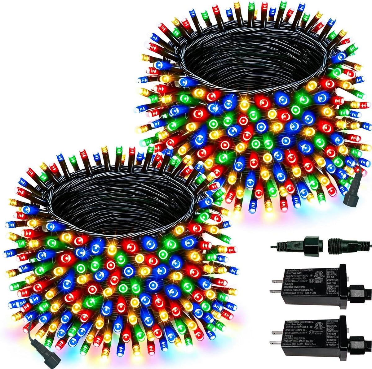 2 Pack Extendable Multicolor Christmas String Lights Indoor Outdoor 400 LED