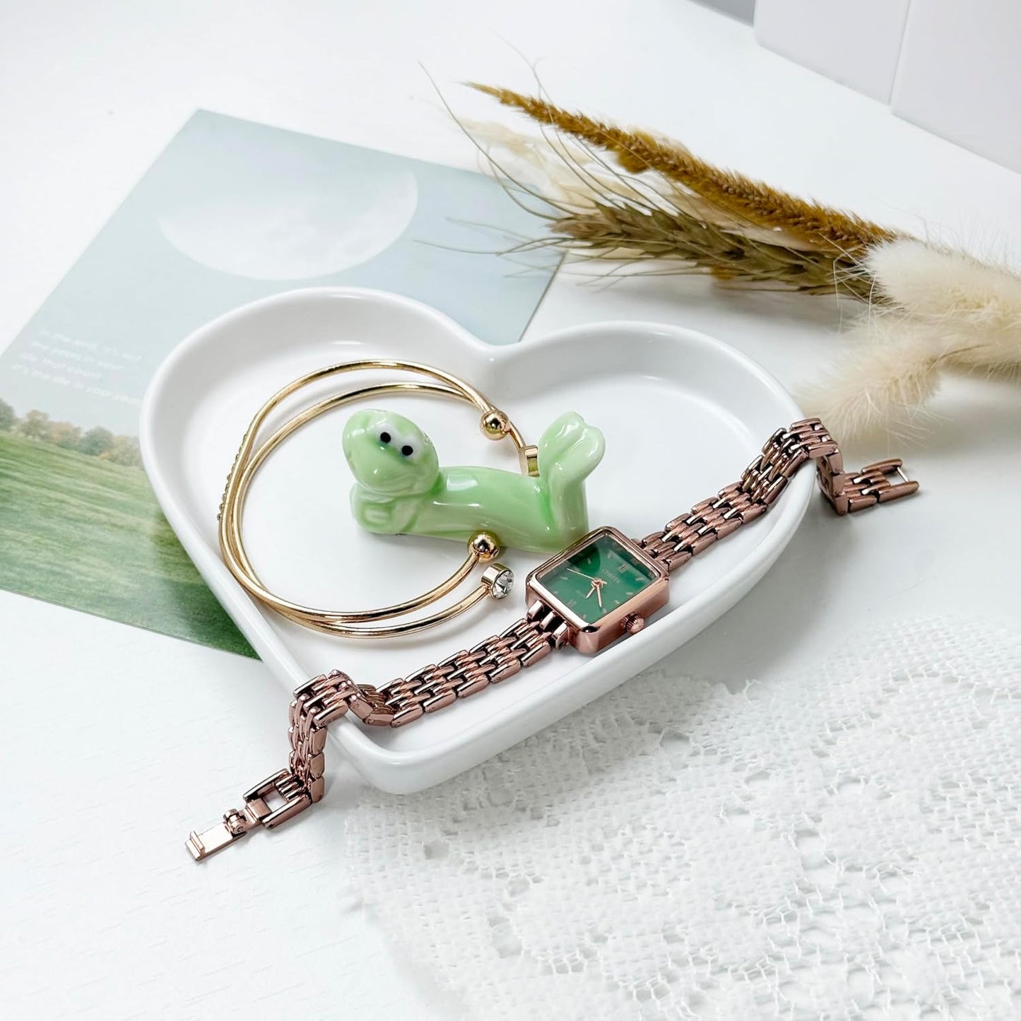 Heart-Shaped Ceramic Jewelry Dish Tray