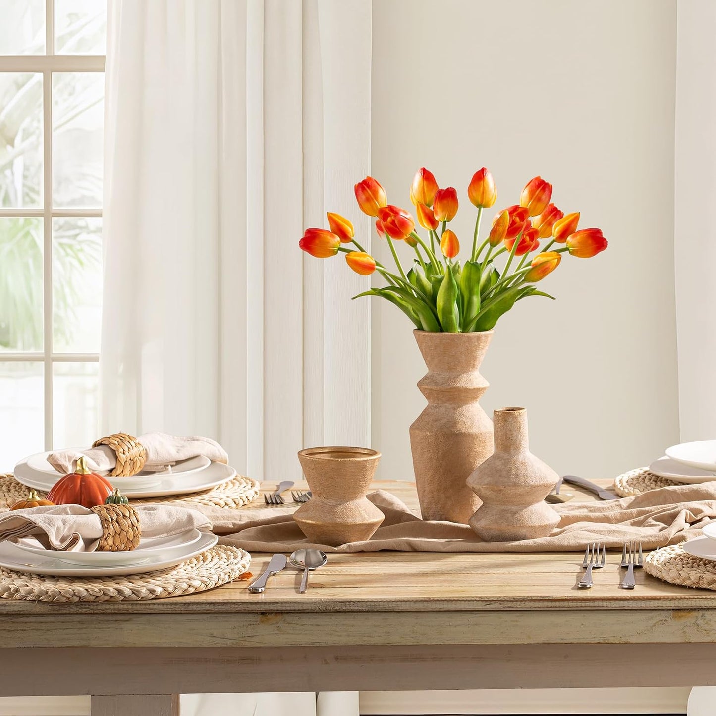 Ceramic Vase Home Table Decor / 10-gold / Set of 3