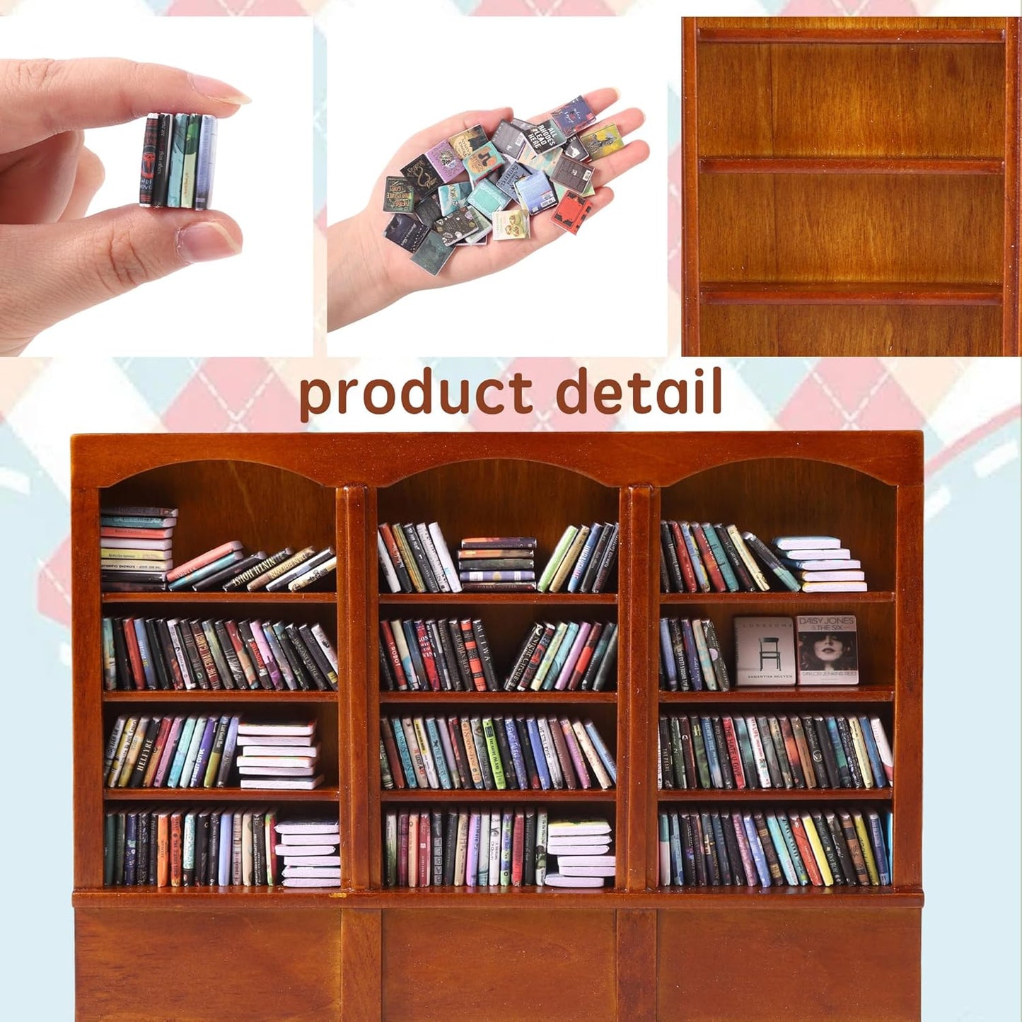 Mini Books Sofa Desk Plant Miniature Anxiety Bookshelf / Mini Books with Big Bookshelf / Set of 240