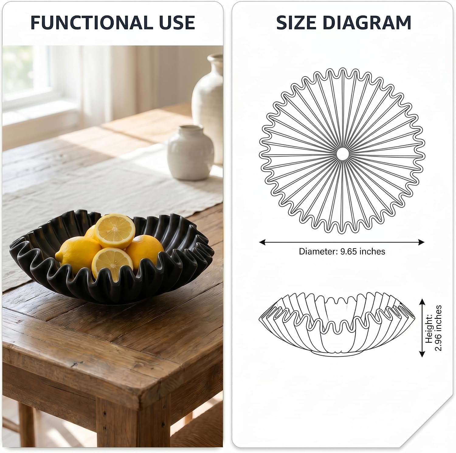 Resin Ruffled Bowls / Black