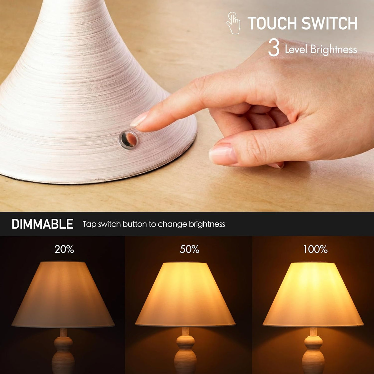 O'Bright Ember Rechargeable Table Lamp (Whitewashed)