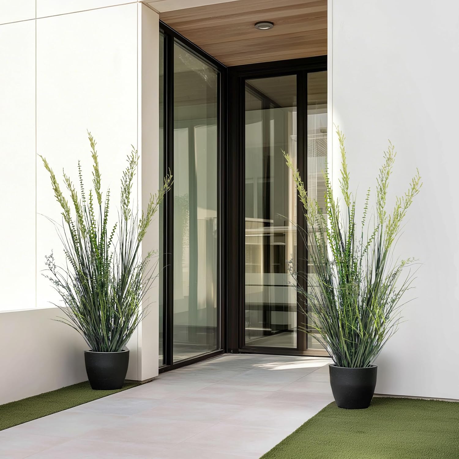 Faux Plastic plantas Synthetic Pampas Grass Indoor Outdoor Realistic Floor / 4FT / Green / Set of 2