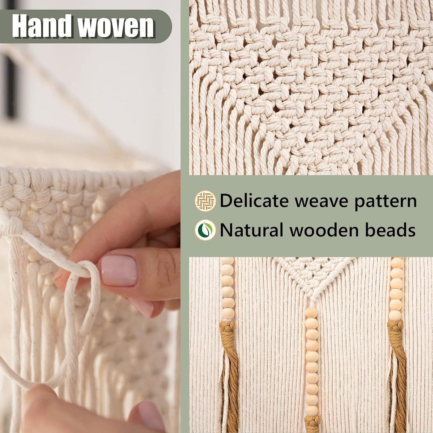 Extra Large Macrame Wall Hanging " Boho Tapestry Woven Decor / Beige / 70.8"L x 39"W / 70.8 x 39