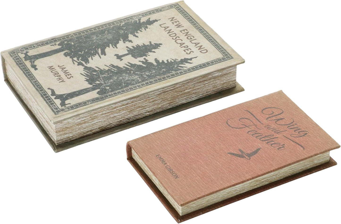 MDF & Canvas Book Storage Boxes / 2 Count / Set of 2