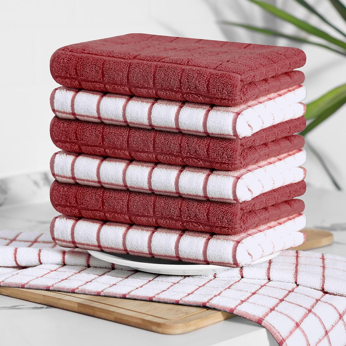 Homaxy Large Premium Cotton Kitchen Towels 16"x 28", 8 Pack, Rust | Natural Ring Spun 390 GSM Dish Towels, Super