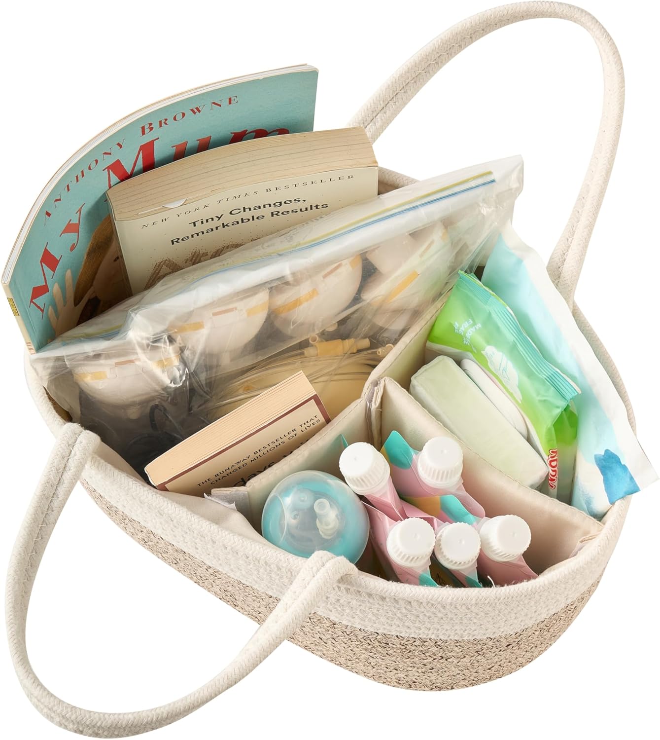 Baby Storage Basket / White&beige Brown / Small