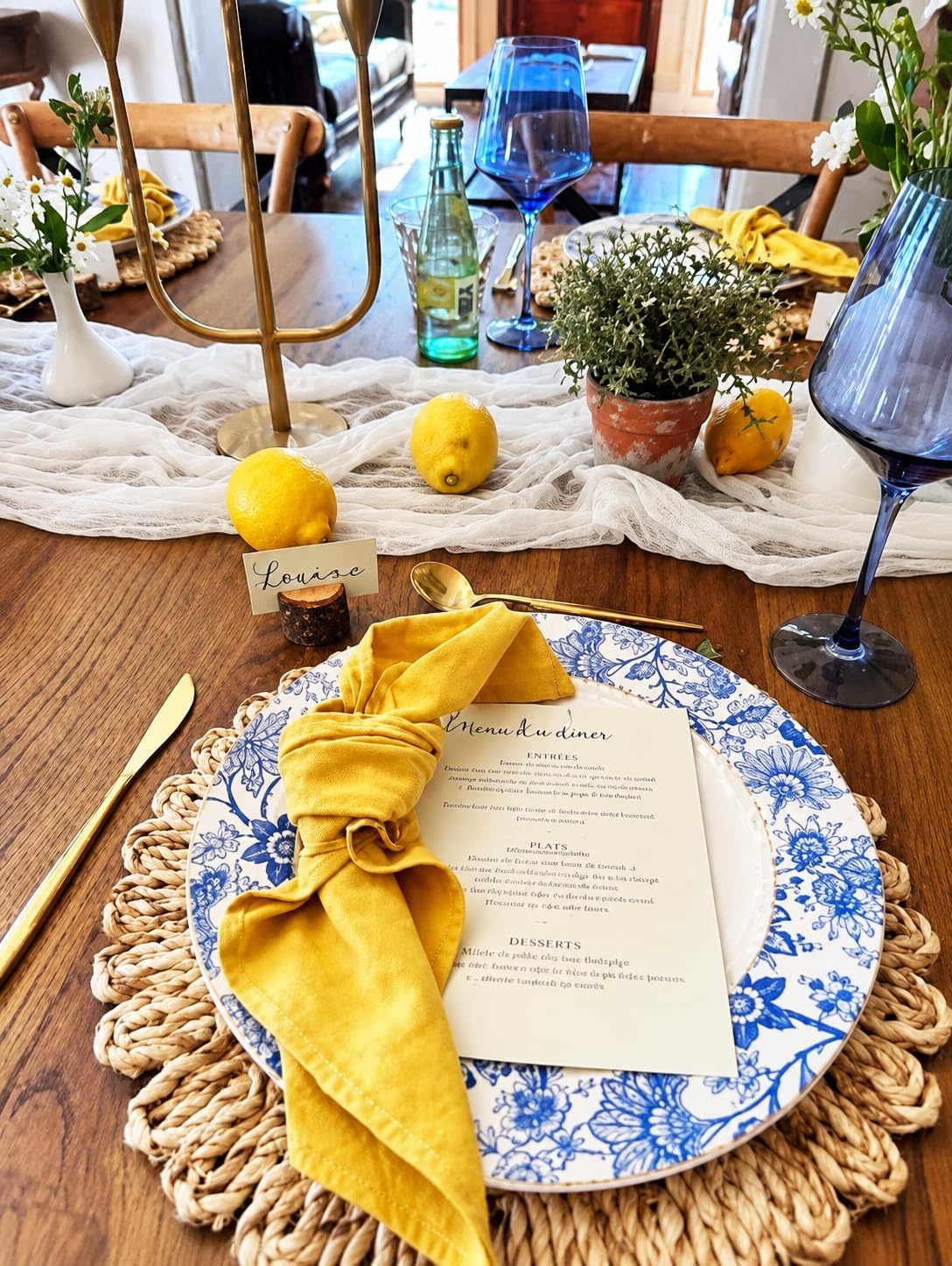 Boho Woven Rattan Table Mats / Natural / Set of 8