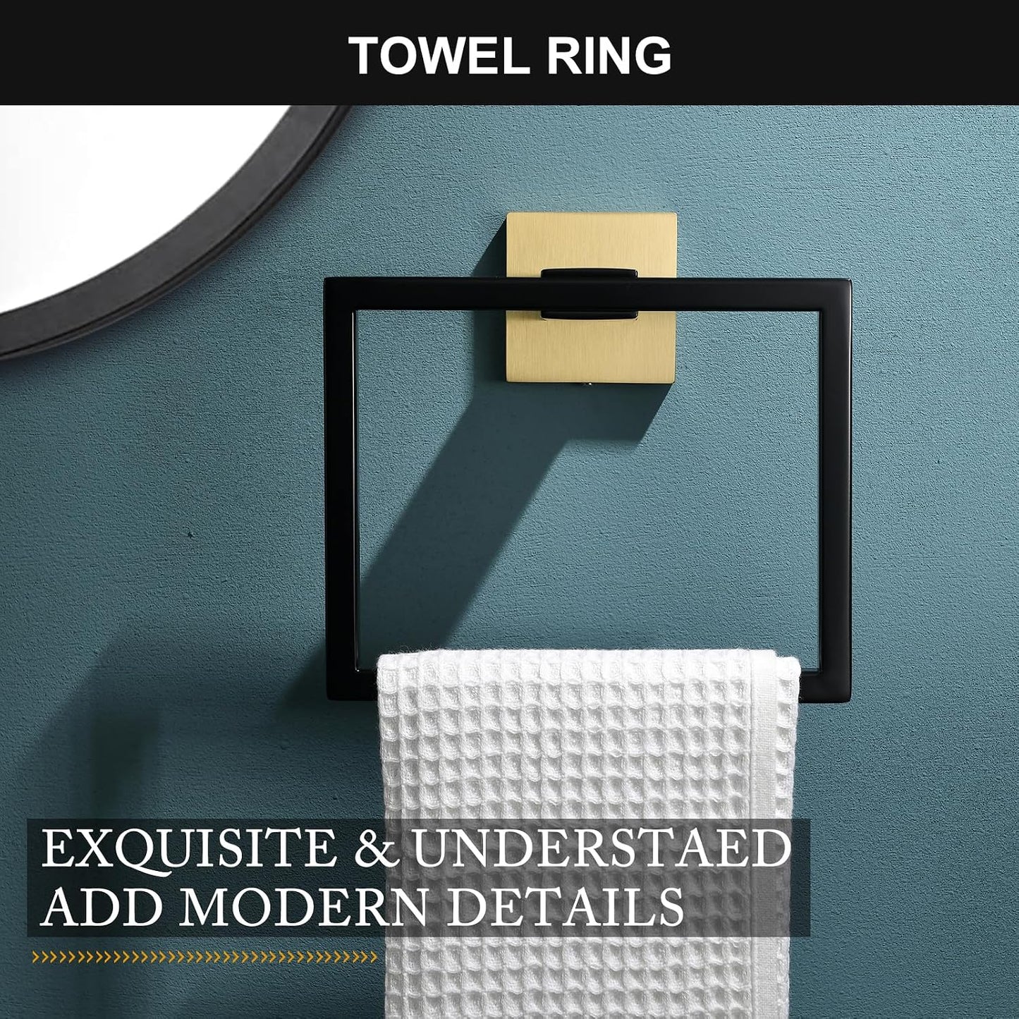 5 Pieces Bathroom Hardware Set Black and Gold Towel Bar Set, Toilet Paper Holder with Shelf, Towel Holder Set in