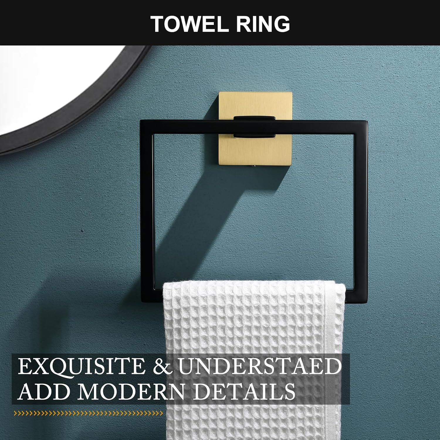 5 Pieces Bathroom Hardware Set Black and Gold Towel Bar Set, Toilet Paper Holder with Shelf, Towel Holder Set in