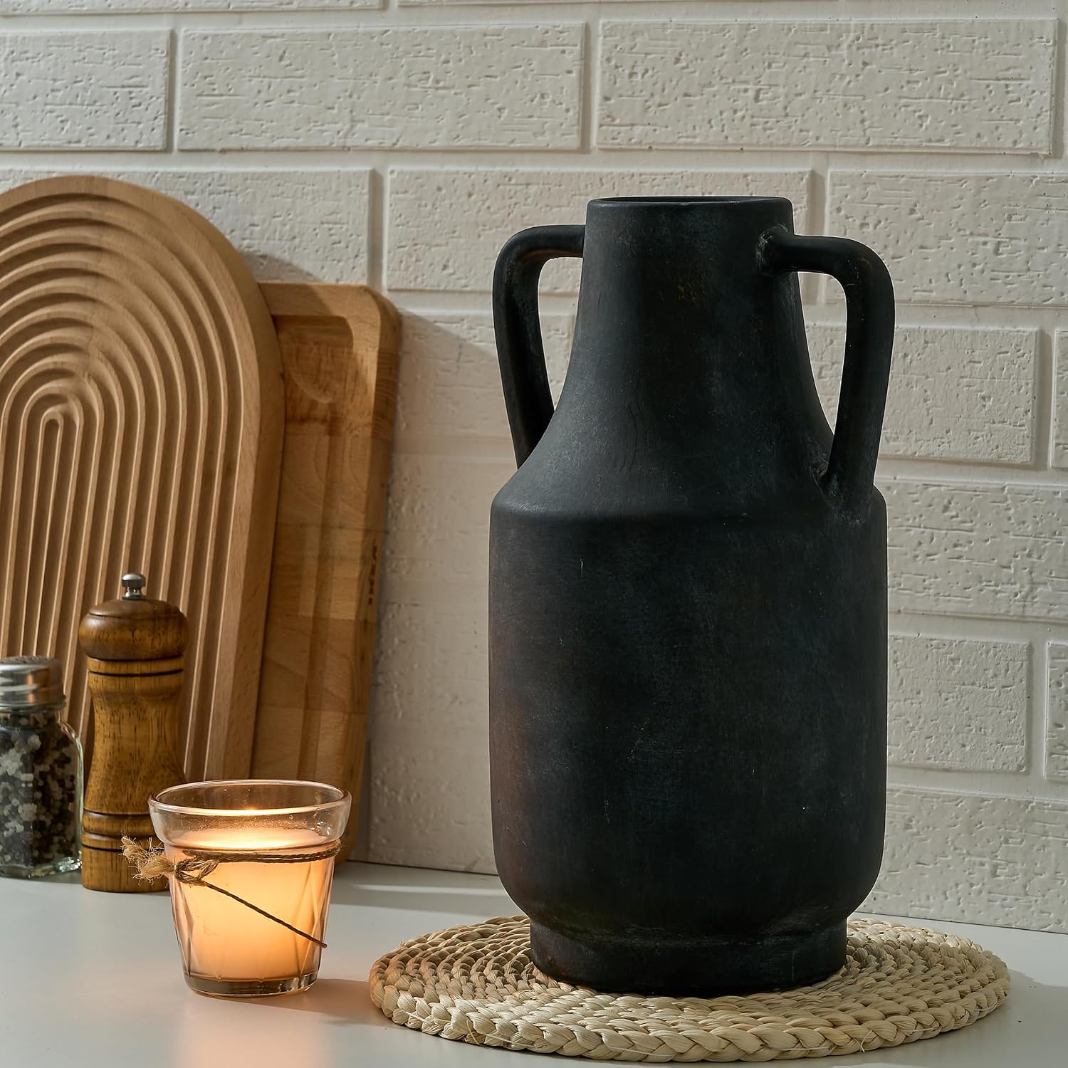 Ceramic Rustic Flower Vase / 112-black Bronze / 12 Inch