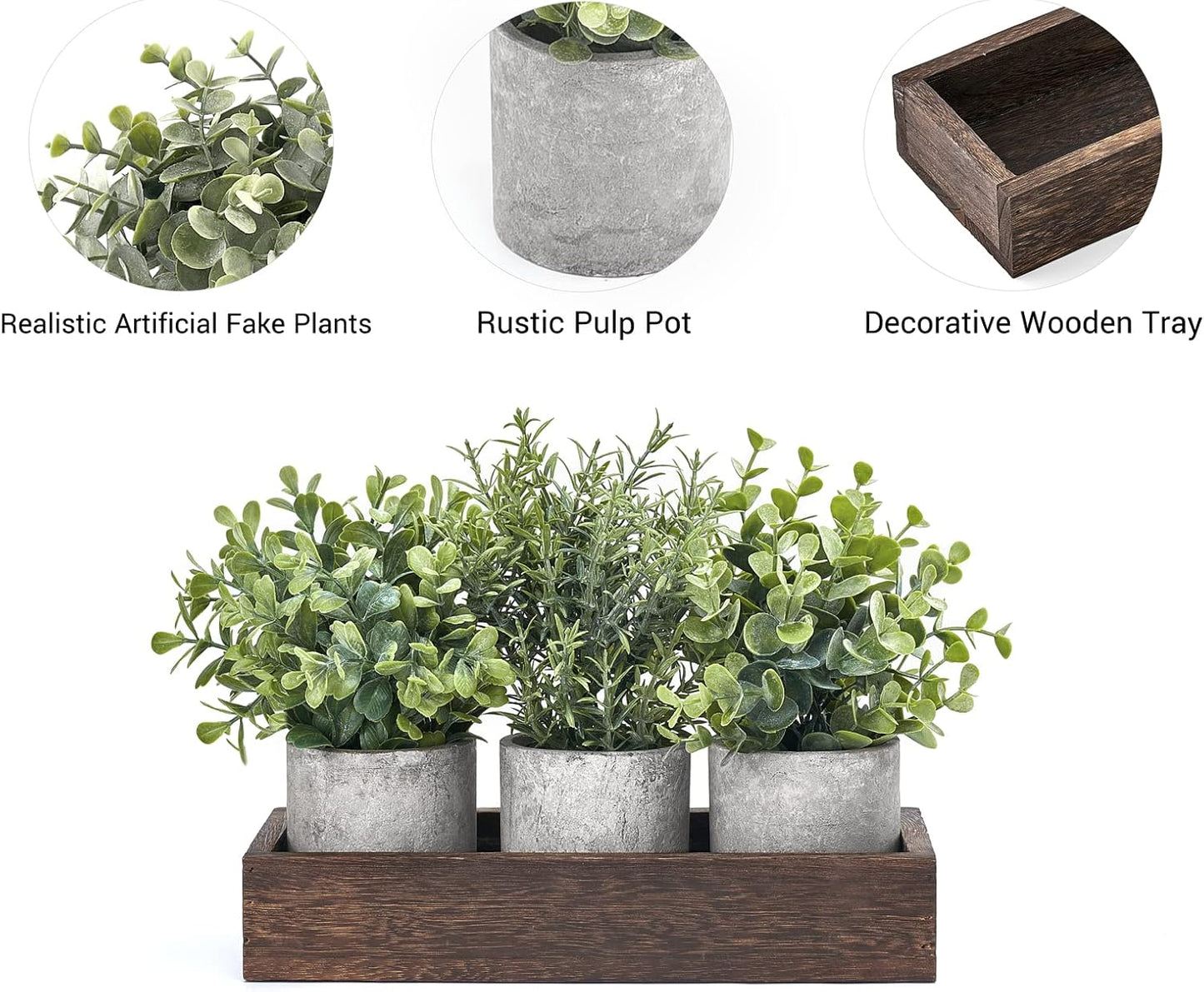 Wood Tray Centerpiece Table Decorations / Set of 3